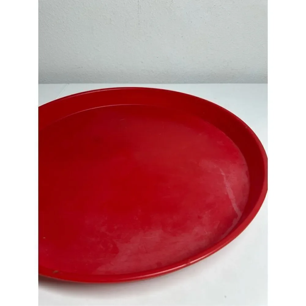 Vintage Midland MFG CO Ft. Smith Arkansas RED ROUND SERVING TRAY 16” diameter